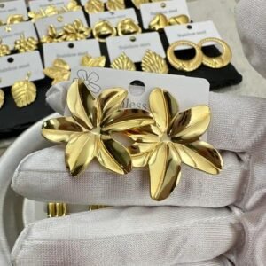 Faceted Moon Stud Earrings for Women in 304 Stainless Steel with Golden Water Plating and 0.03?m Thickness