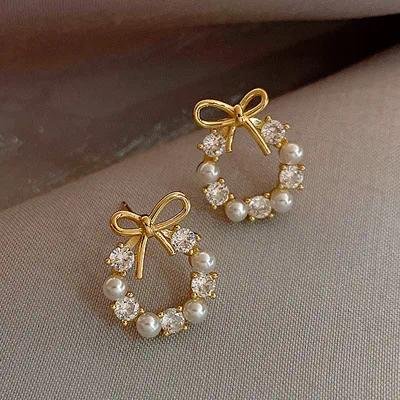 Elegant Square Earrings with Imitation Pearl and Rhinestones, Electroplated Design Featuring 925 Sterling Silver Posts for Women