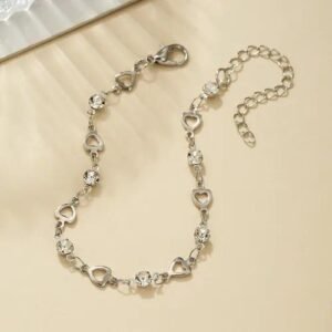 Sweet Hexagon Braid Rope Bracelet in Gold with Crystal Inlay, Unisex Design