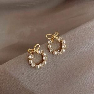 Simple Style Geometric Irregular Stud Earrings with Imitation Pearl for Women, 1 Pair