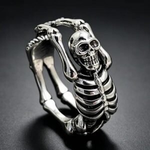 Punk Unisex Skull Open Ring in Electroplated Zinc Alloy, Perfect for Halloween