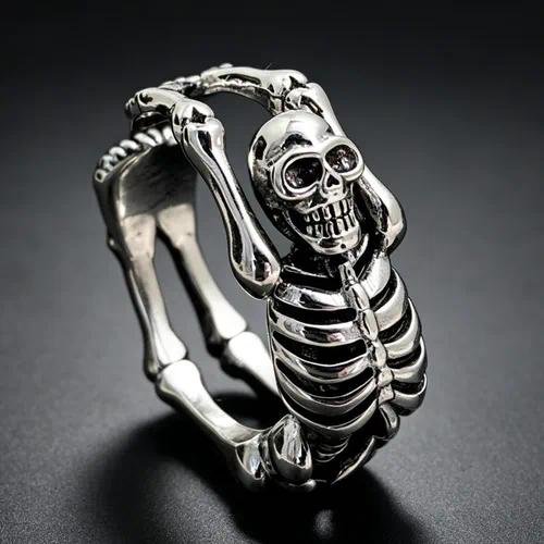 Punk Unisex Skull Open Ring in Electroplated Zinc Alloy, Perfect for Halloween