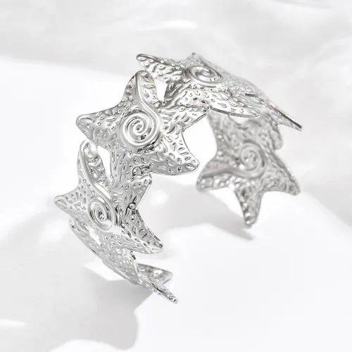 Elegant Simple Metal Flower Open Hand Bracelet For Women European Style Fashion Jewelry Luxury Sensation Accessory