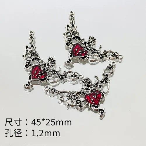 Handmade DIY Dark Rose Vine Heart Lockbone Pendant Necklace Hairpin Jewelry Accessories Alloy Material Trendy Oil-Drop Craft