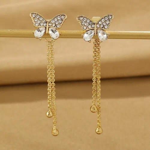Pearl Dangling Earrings for Adults with Claw Setting, Zinc Alloy Material, KC Golden UV Plated and Zircon Inlay