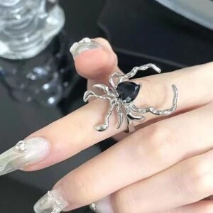 Gothic U Shape Irregular Open Ring for Women in Alloy, 1 Piece, Perfect for Halloween