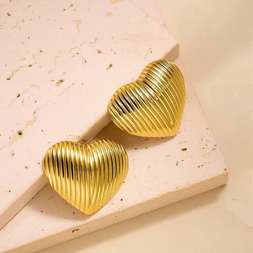 Special Interest Light Luxury Geometric Irregular Whole Body Titanium Steel Oil Pressure 18K Gold Ear-Ring Clip Women's Fashion High-Grade Earrings Wholesale