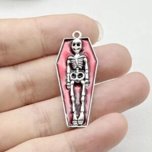 Halloween Skull Coffin DIY Ear Jewelry Necklace Accessories Drop Oil Pendant Retro Personalized  Style