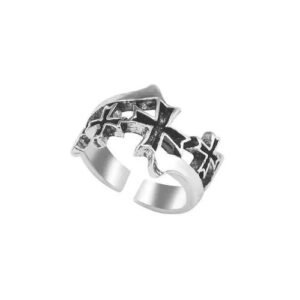 Retro punk heavy wide face abstract art cross ring Street tide ring for men and women manufacturers wholesale
