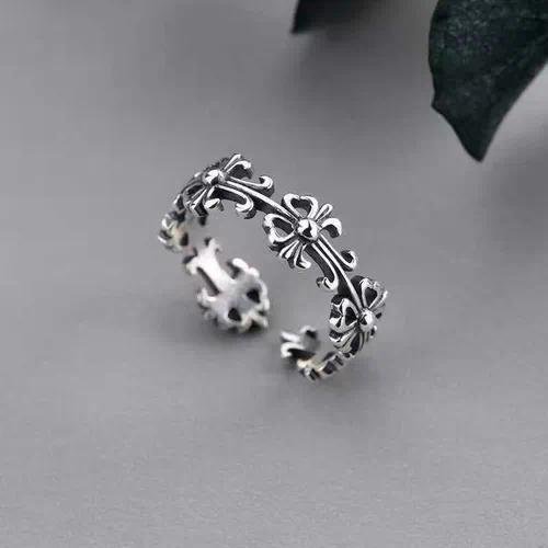 Sweet Silver Cross Open Ring for Women in Alloy with Electroplated Finish