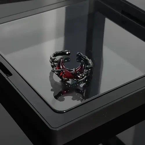 Novelty Moon Festival Halloween Ring for Adults in Dyed Black with Rhinestones, 1 PCS/Package