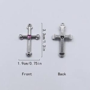 Sweet Cross Pendant in Alloy with Rhinestone Inlay, Electroplated Finish Jewelry Accessory