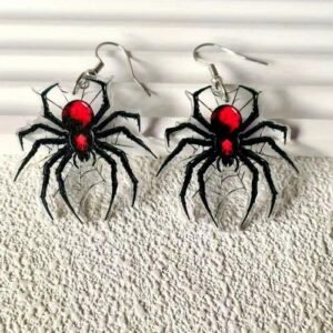 Sweet Acrylic Spider Earrings with Iron Ear Pins, Unisex Halloween Jewelry Accessory