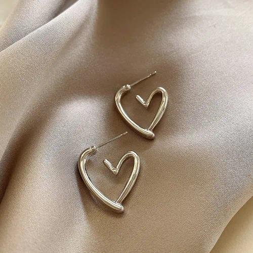 925 Silver Needle Retro Hong Kong Style Women's Geometric Hoops Earrings Luxury Sensation Metal Jewelry Fashion Accessory