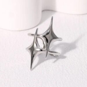 304 Stainless Steel Star PVD Coated Stone-Free Real Gold Plated Modern Style Simple Style IG Style Waterproof Non Tarnish Open Rings