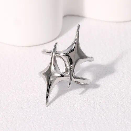 304 Stainless Steel Star PVD Coated Stone-Free Real Gold Plated Modern Style Simple Style IG Style Waterproof Non Tarnish Open Rings