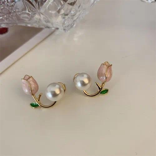 Elegant Square Earrings with Imitation Pearl and Rhinestones, Electroplated Design Featuring 925 Sterling Silver Posts for Women