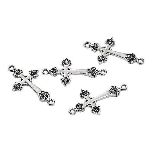 Gothic Alloy Cross Connector with Enamel Finish for Jewelry Making Accessories