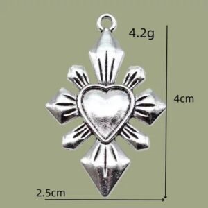 Vintage Silver Gold-Plated Catholic Heart Pendant DIY Attraction Necklace Earrings Jewelry Accessories Cross and Geometric Alloy