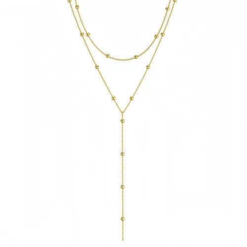 Round Waterproof Non Tarnish Necklace with 304 Stainless Steel Beaded Chain for Women