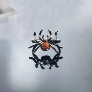 Spider Open Ring for Women in Punk Style, Zinc Alloy with Rhinestones, Featuring Electroplated Finish