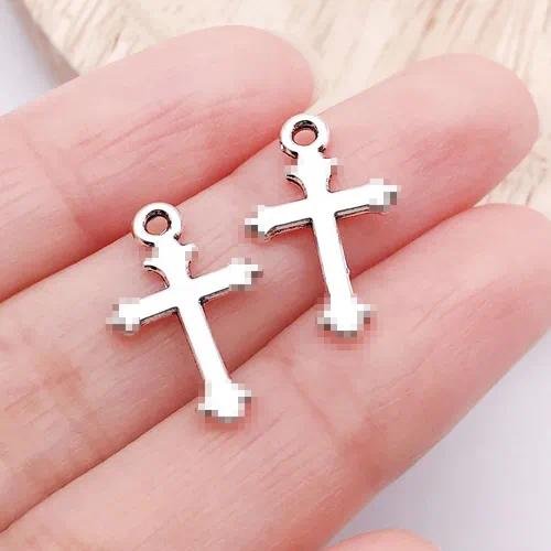 Cross Pendant Jewelry Accessory in Silver Alloy with Enamel Craft, Retro Style, 1 PCS Package