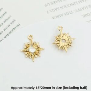 Sun Pendant in Copper with Zircon Inlay, Electroplated Finish, White Color, Commute Style Jewelry Accessory