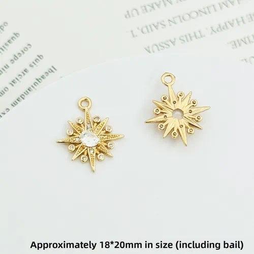 Sun Pendant in Copper with Zircon Inlay, Electroplated Finish, White Color, Commute Style Jewelry Accessory