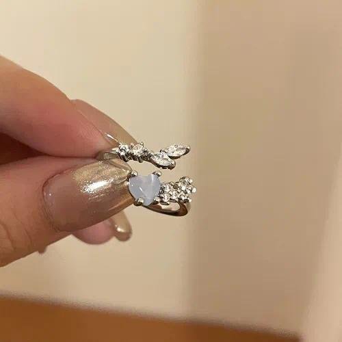 Elegant Classic Style Heart Shape Butterfly Alloy Plating Zircon Women's Open Rings