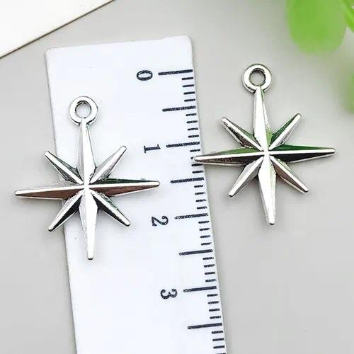 DIY Alloy Star Pendant Necklace Bracelet Earring Hollow Out Cross Four Pointed Star Jewelry Accessories Handmade Craft Supplies
