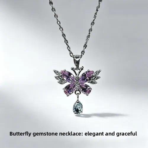 Butterfly Tassel Necklace for Women in Baroque Style featuring Zinc Alloy Pendant