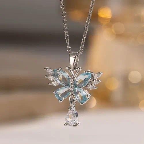 Butterfly Tassel Necklace for Women in Baroque Style featuring Zinc Alloy Pendant
