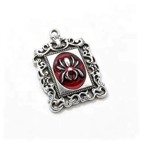 Gothic Spider Pendant in Dyed Black Alloy with Electroplated Finish, Perfect for Halloween DIY Jewelry