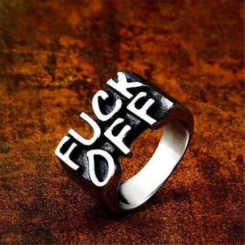Punk Slogan Alloy Rings for Couples Featuring Electroplated Craftsmanship, Perfect for Festival Wear