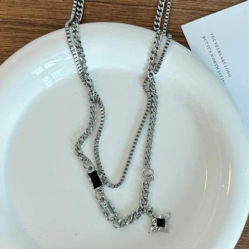 MangStar Cross Necklace Set Unisex Hip Hop Neutral Style Cool Couple's Accessory Collection Alloy Geometric Pattern Pendent