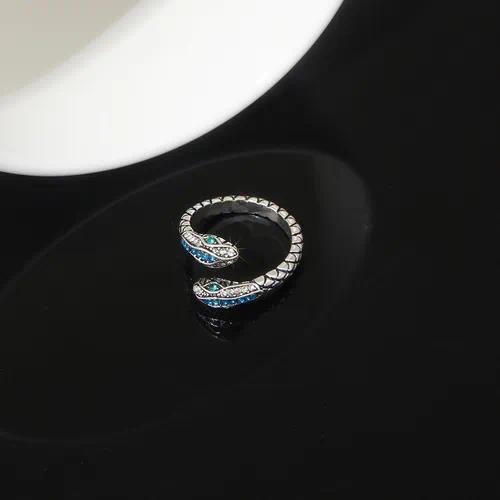 Retro Snake Ring Set With Diamond  Style For Party And Holiday Fashionable Street Photography Finger Jewelry