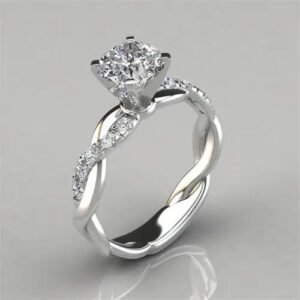 Fashion Alloy Ring for Women Featuring Rhinestones and Artificial Gemstones, 1 Piece Floral Design