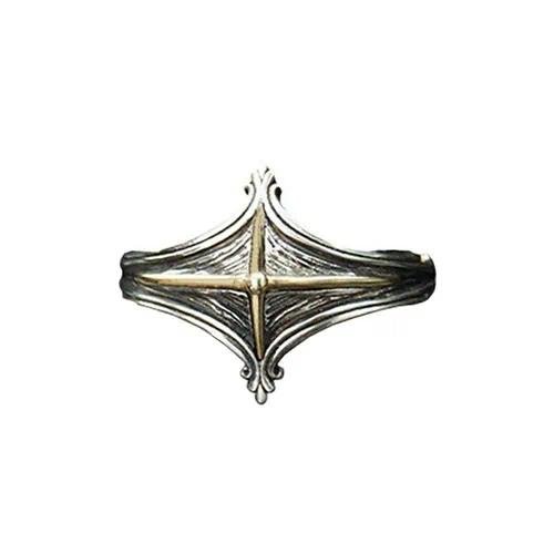 Retro Unisex Silver Cross Open Ring in Zinc Alloy with Electroplated Finish