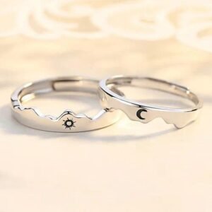Sun Moon Mountain Sea Ring Men's and Women's Open Simple Ring Long-distance Love Lover's Sun Moon Two-in-One Couple Ring
