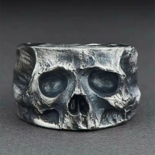 Skull Head Punk Style Ring Retro Funny Finger Ring New Model Alloy Material Unisex Any Occasion Suitable Jewelry Accessory