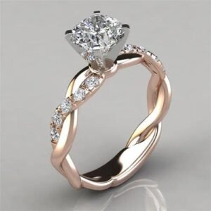 Fashion Alloy Ring for Women Featuring Rhinestones and Artificial Gemstones, 1 Piece Floral Design