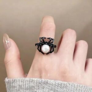 Gothic Spider Ring Open Adjustable Copper Finger Ring For Women Halloween Festival Accessory Dark Style Animal Pattern Jewelry