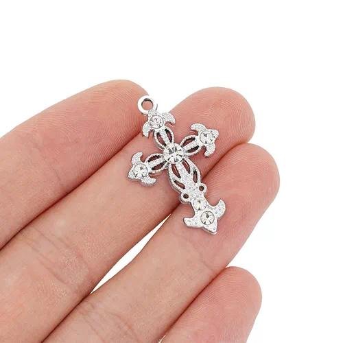 Retro Style Cross Pendant in Alloy with Zircon Inlay Featuring Enamel Craftsmanship, Available in Dyed Black