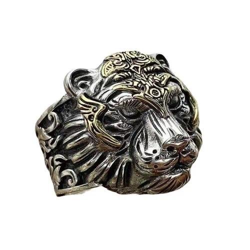 Retro domineering tiger head ring this year 12 zodiac Tiger head men's personality exaggerated opening finger ring manufacturers