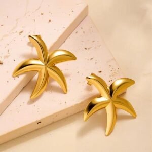 Special Interest Light Luxury Geometric Irregular Whole Body Titanium Steel Oil Pressure 18K Gold Ear-Ring Clip Women's Fashion High-Grade Earrings Wholesale