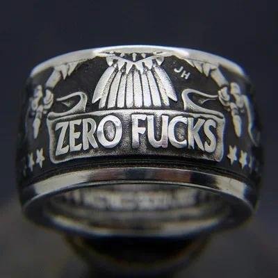Silver Alloy Punk Letter Ring for Men Featuring Carving Craftsmanship
