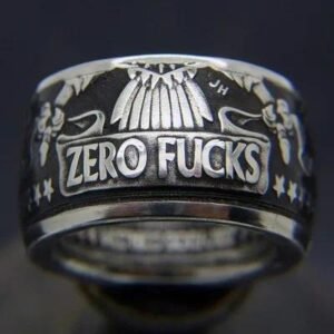 Silver Alloy Punk Letter Ring for Men Featuring Carving Craftsmanship