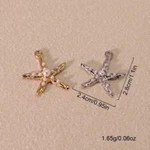 Suitable for Beach Vacation Starfish DIY Accessories Gold-Plated Earrings Necklace Bracelet Pearl Shell Jewelry Zinc Alloy Simple