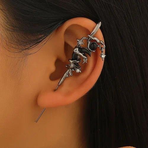 Waterproof Non Tarnish Cross Stud Earrings in Steel Color, Antique Silver Plated Metal for Women