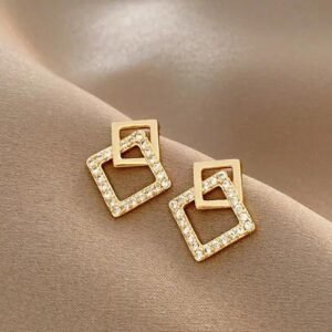 Simple Style Geometric Irregular Stud Earrings with Imitation Pearl for Women, 1 Pair